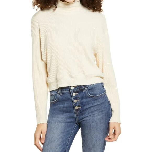 La La Land Sweater Ribbed Mock Neck Ivory NWT Size M - Picture 1 of 6